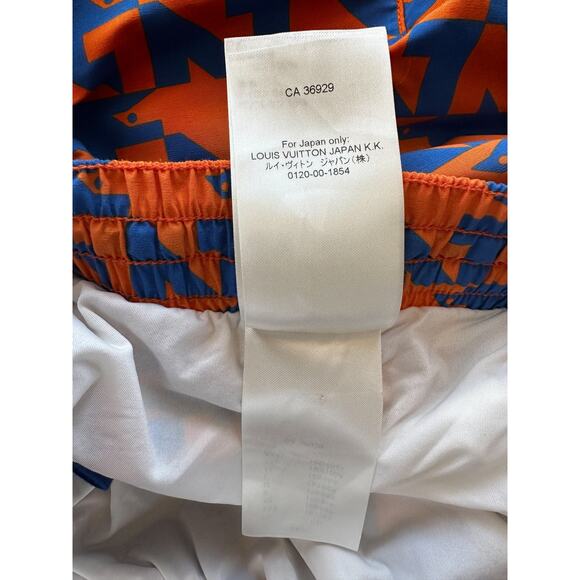 Louis Vuitton Blue & Orange Dove Print Swimshorts - Picture 8 of 9